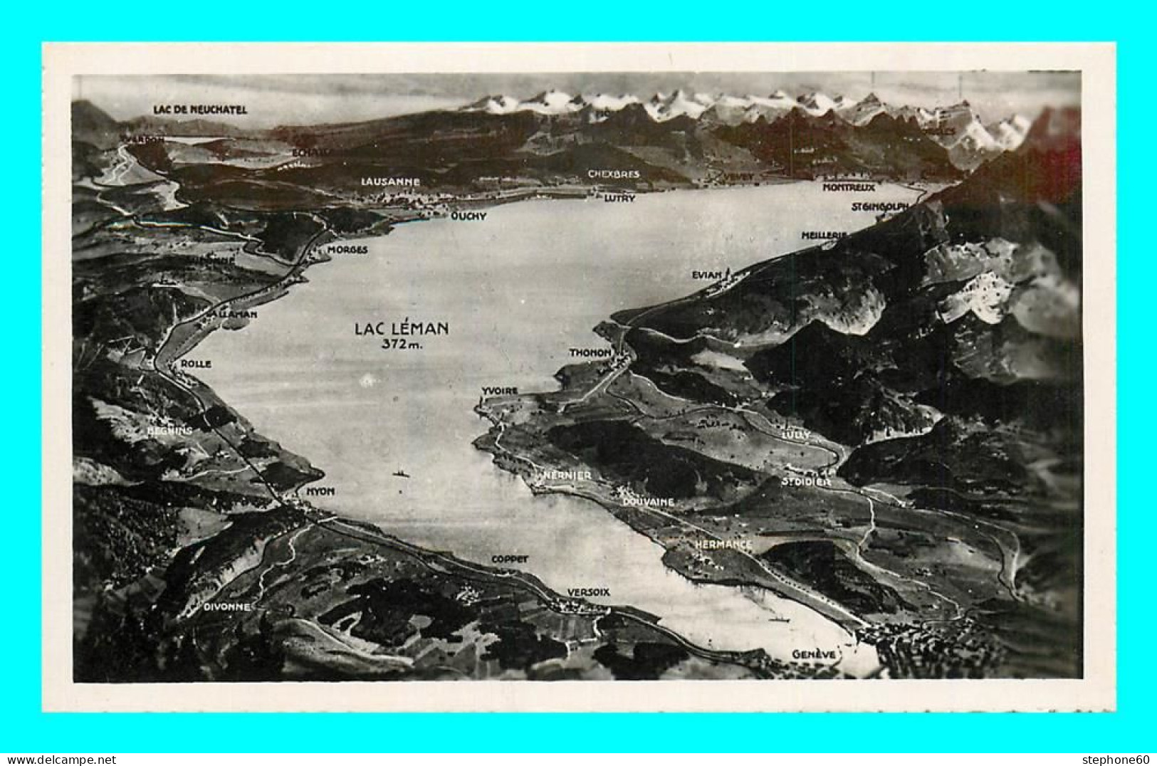 A829 / 377 CARTE GÉOGRAPHIQUE Lac Léman Lausanne Ouchy Yvoire Evian - Carte Geografiche