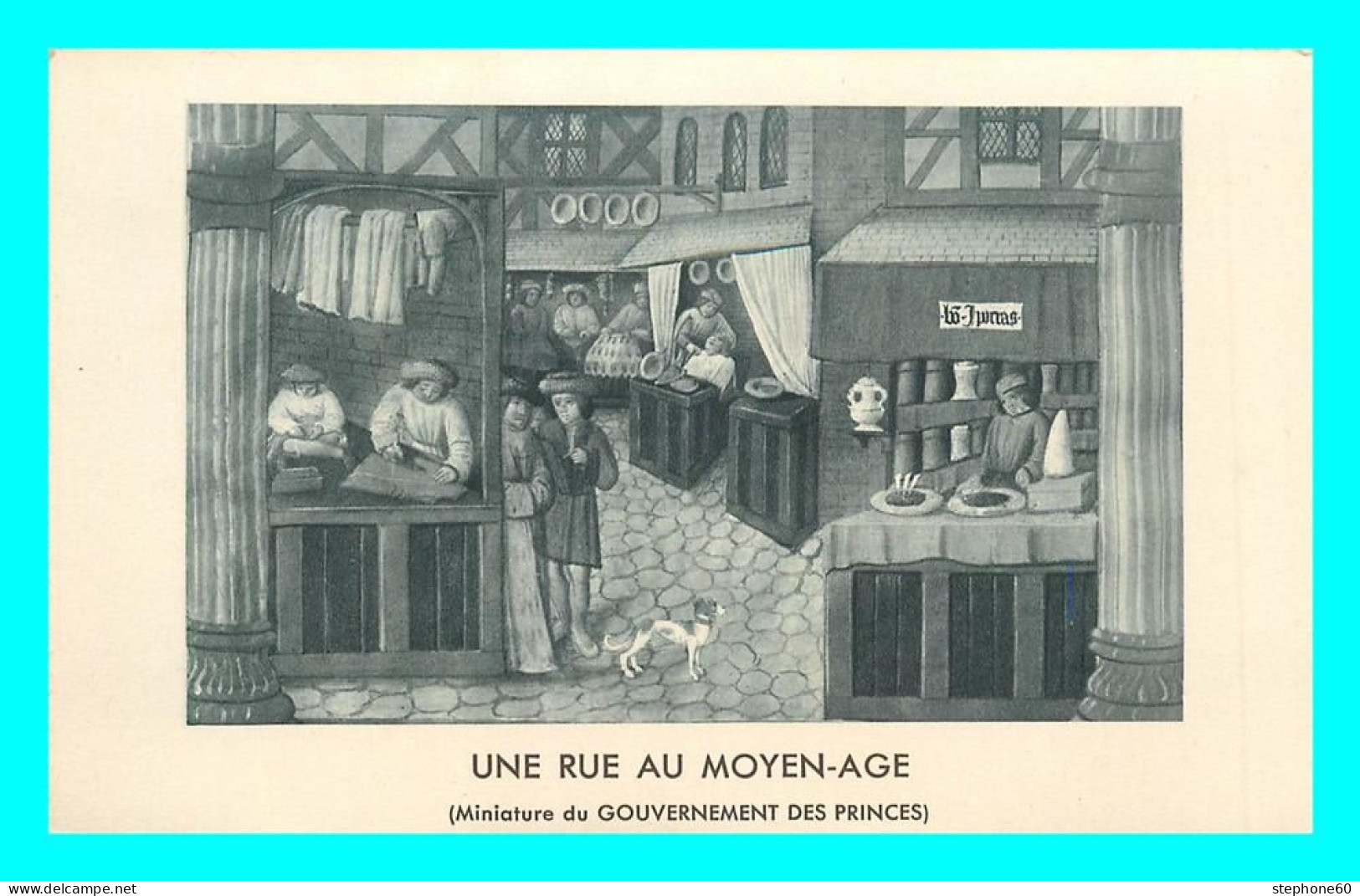 A835 / 155 Tableau Une Rue Au Moyen Age Miniature Du Gouvernement Des Princes - Malerei & Gemälde