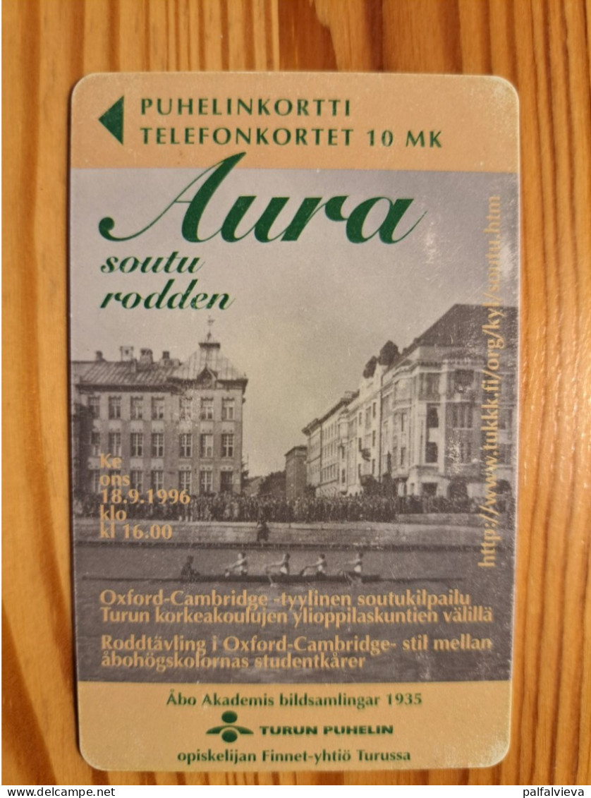 Phonecard Finland, Turku Telephone - Historic Photo, Rowing, Aura 10.000 Ex - Finland