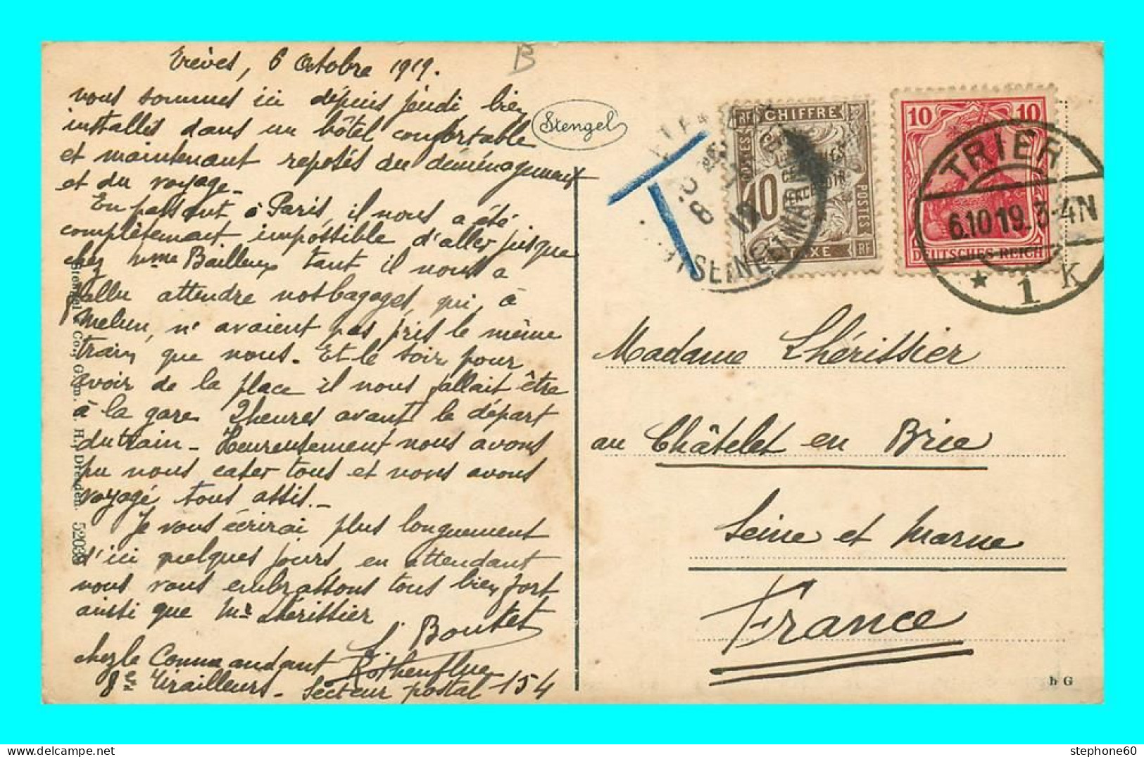 A837 / 175 TRIER Porta Nigra ( Lettre Taxée Timbre Taxe - Cachet ) - Trier