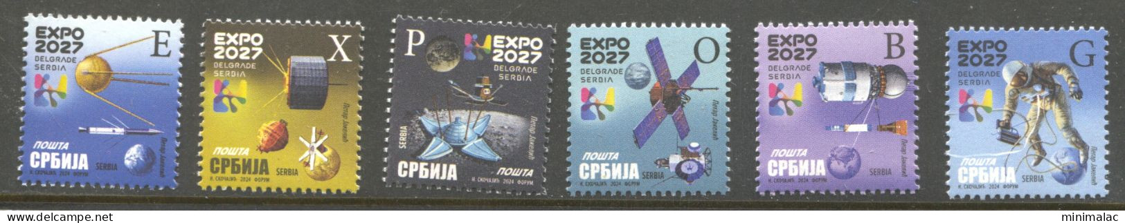 Serbia 2024, Definitive Postage Stamps Of The Republic Of Serbia 2024-2027, EXPO 2027, Space. Full Series 6 Pts, MNH - Serbien