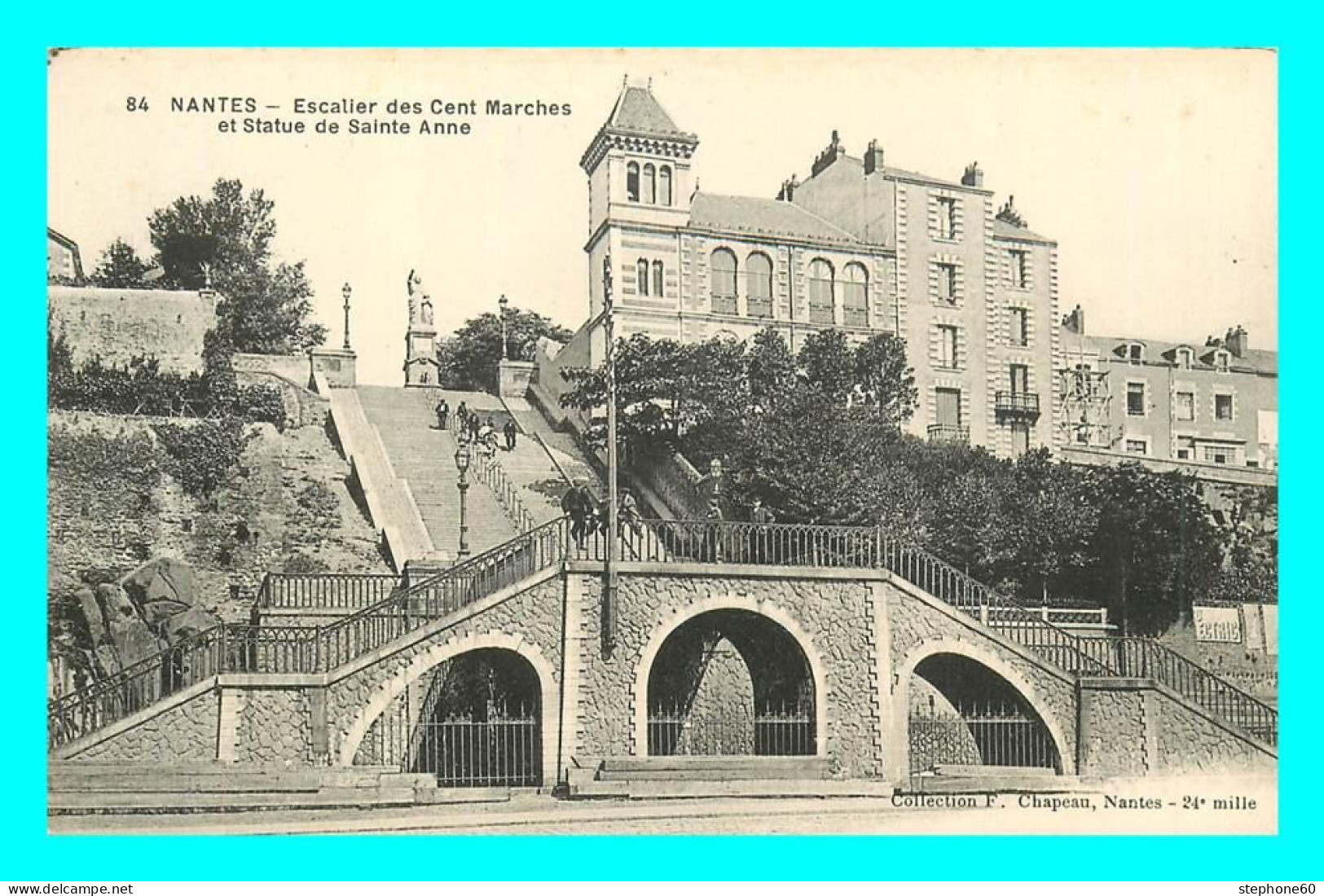 A835 / 027 44 - NANTES Escalier Des Cents Marches Et Statue De Sainte Anne - Nantes