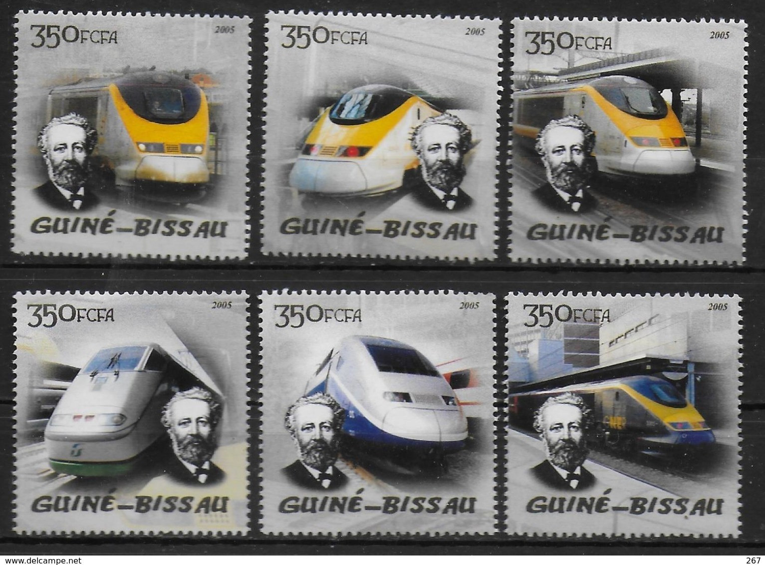 GUINEE BISSAU    N° 1816/21 * *  ( Cote 10.50e ) Trains Jules Verne - Eisenbahnen