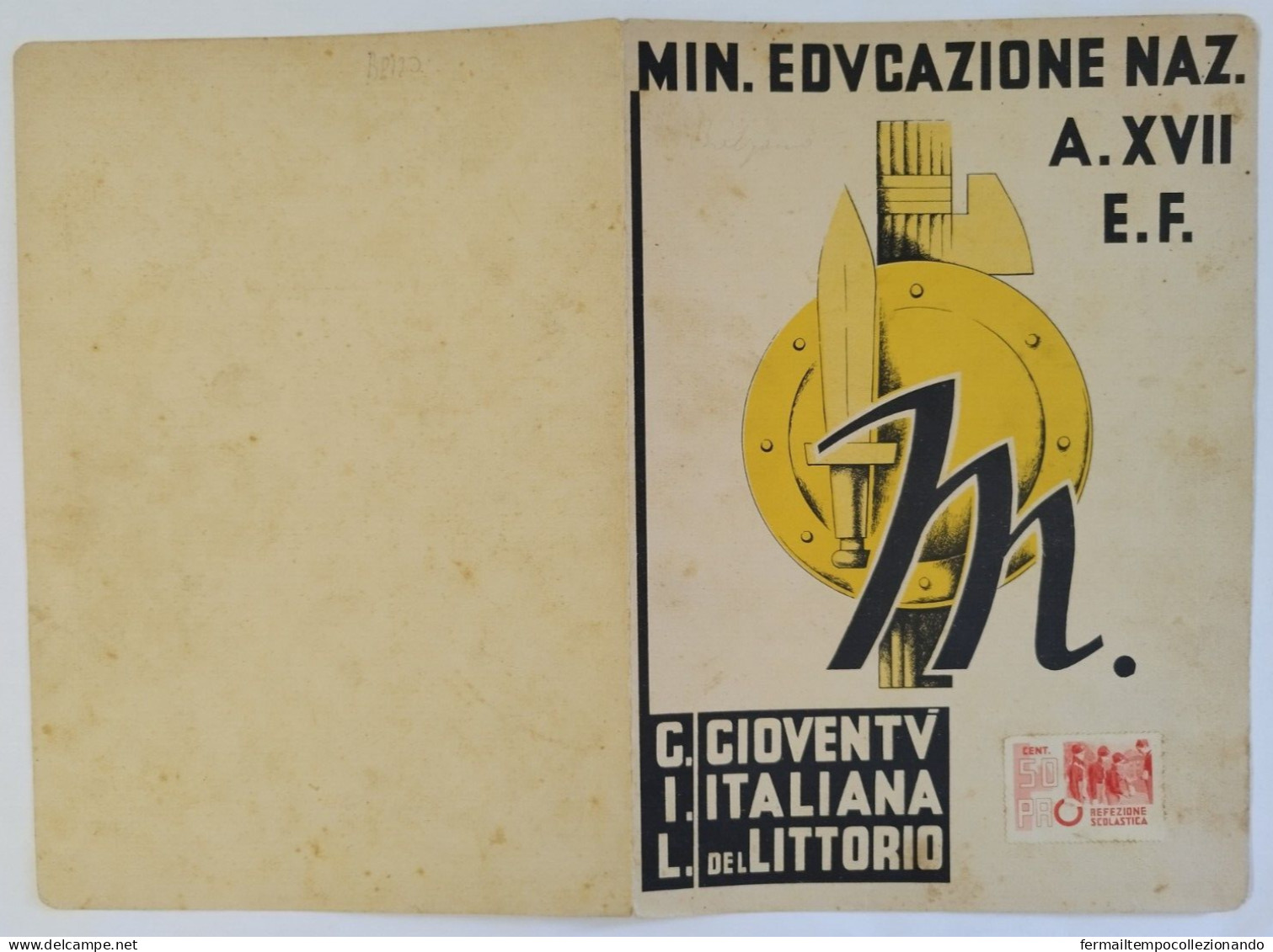 Bp120 Pagella Fascista  Regno D'italia Gioventu' Del Littorio Grumo Appula Bari - Diplômes & Bulletins Scolaires