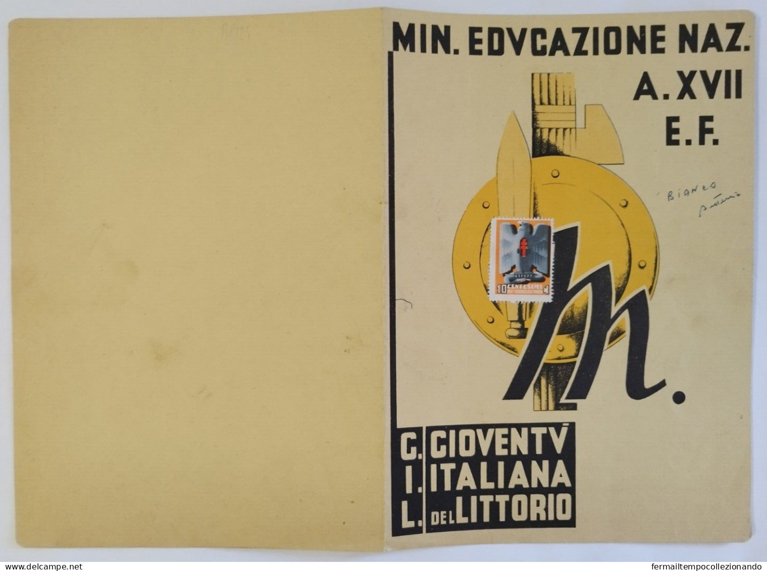 Bp123 Pagella Fascista  Regno D'italia Gioventu' Del Littorio Ortanova Foggia - Diploma's En Schoolrapporten