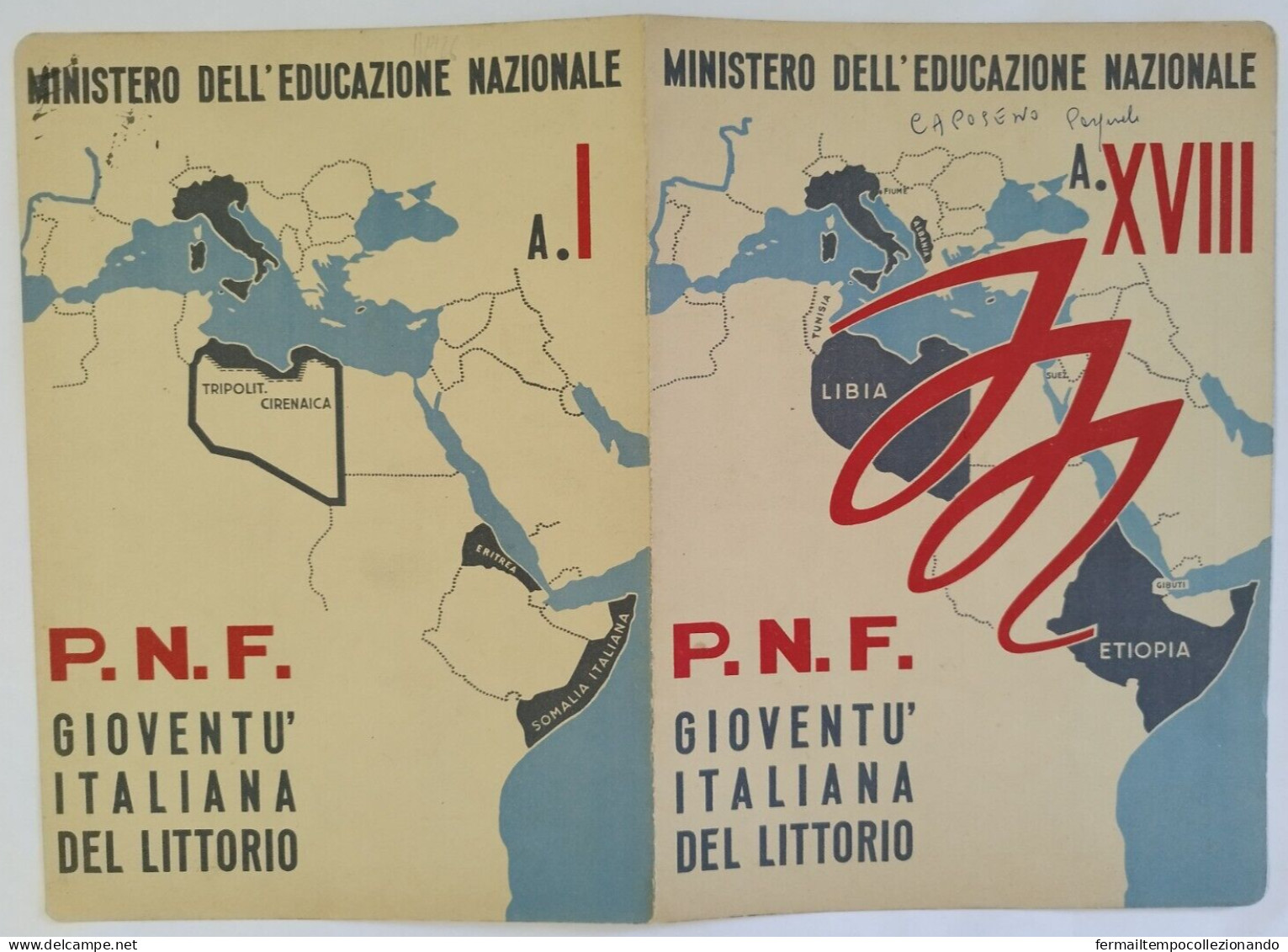 Bp126 Pagella Fascista Regno D'italia P.n.f. Gioventu' Del Littorio Foggia 1940 - Diplômes & Bulletins Scolaires