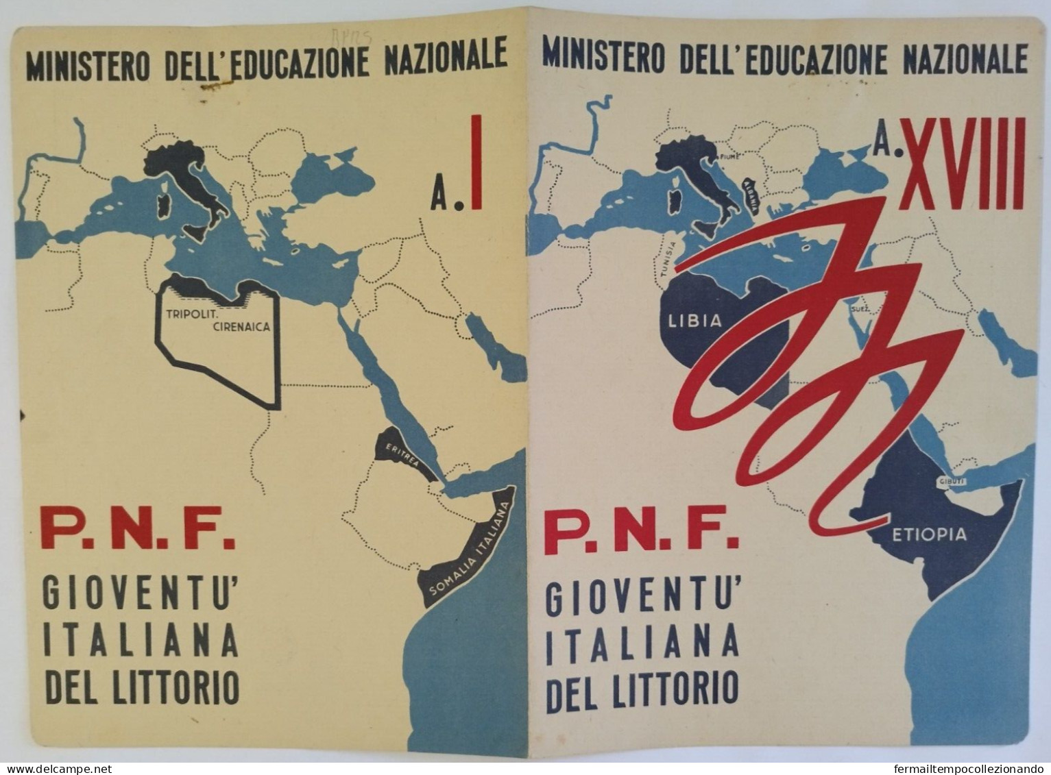 Bp125 Pagella Fascista Regno D'italia P.n.f. Gioventu' Del Littorio Bitonto Bari - Diplome Und Schulzeugnisse