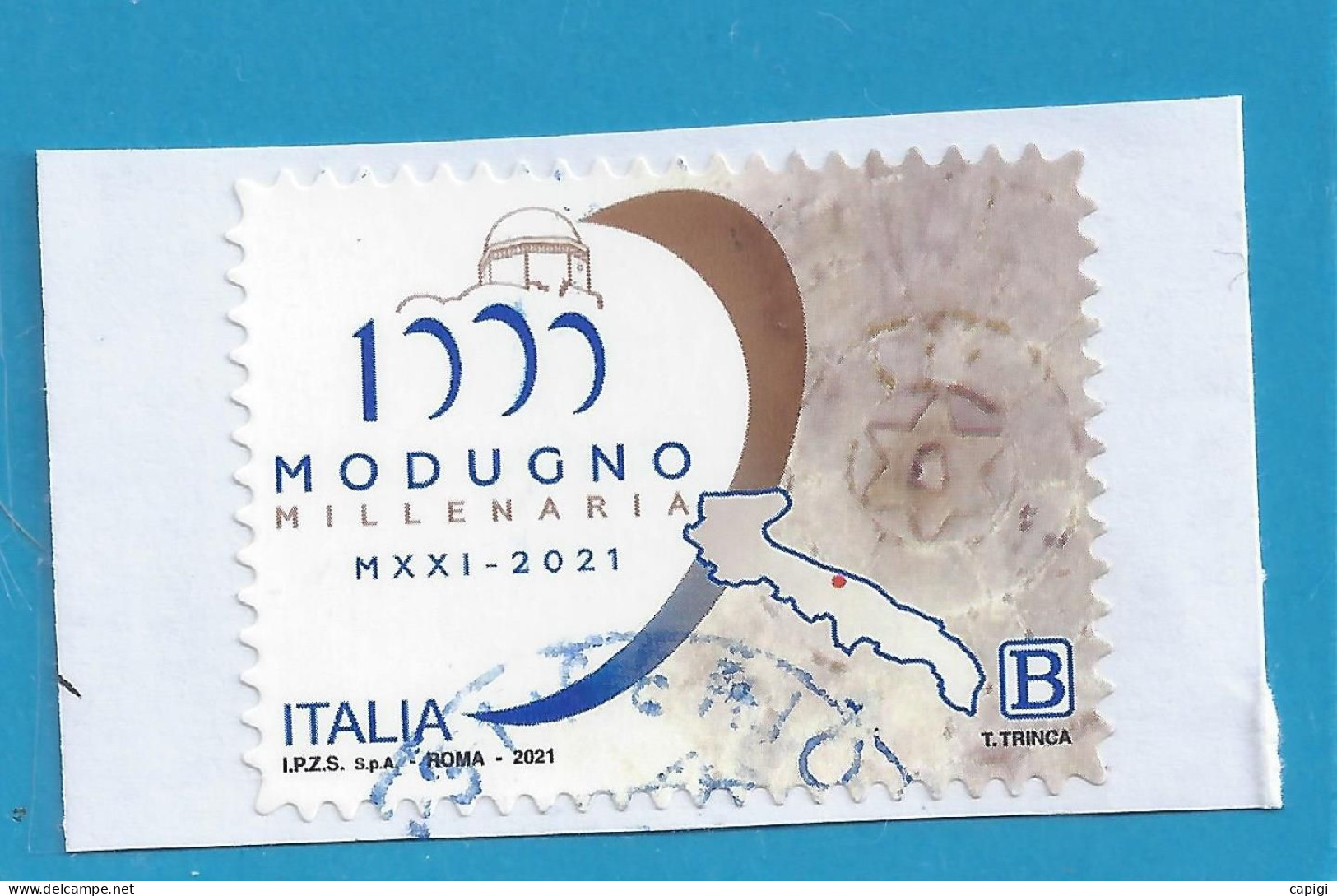 2021 - ITALIA - MODUGNO MILLENARIA - USATO SU FRAMMENTO - 2021-...: Gebraucht