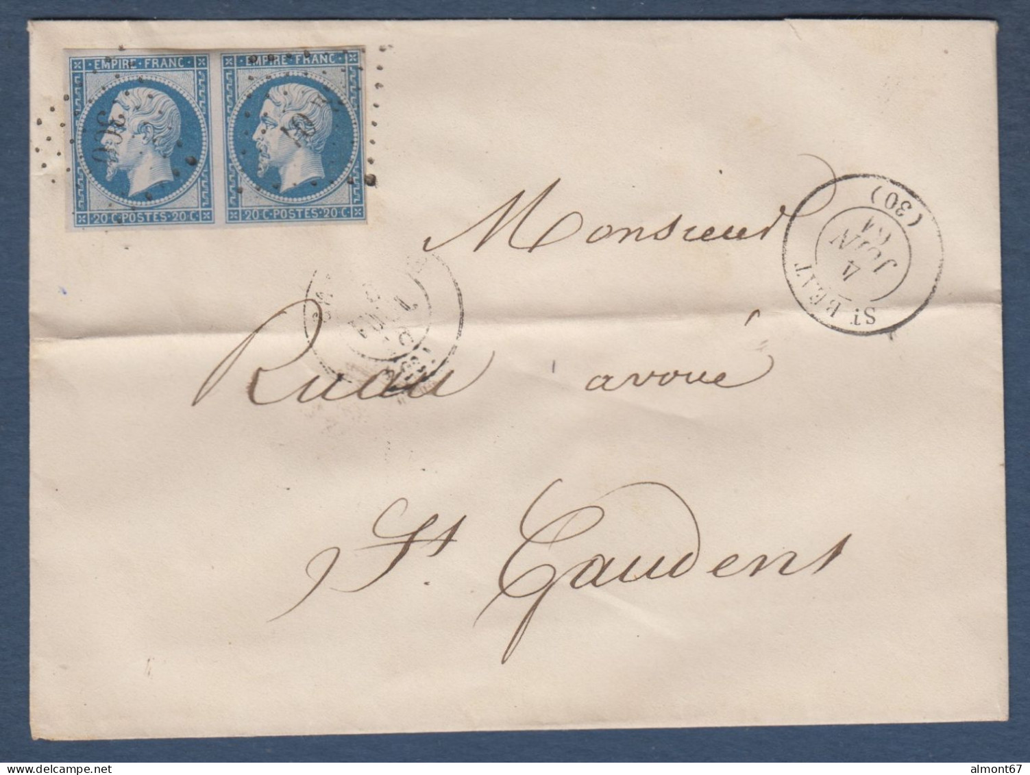 Haute Garonne - Napoléon N° 14   Paire Sur Enveloppe De St Béat Pour St Gaudens - 1849-1876: Classic Period