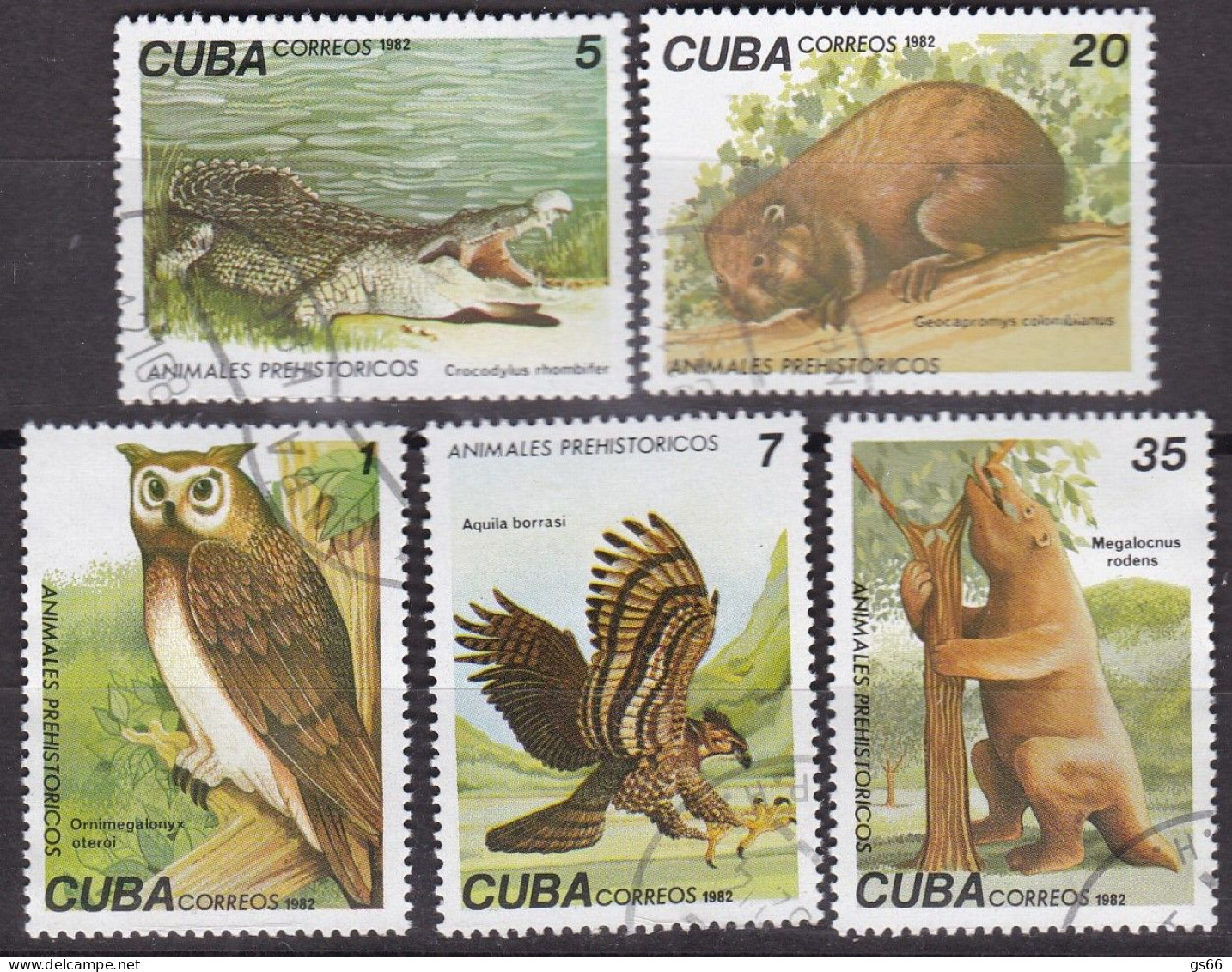 Kuba, 1982, 2691/95 Kurzsatz,  Used Oo,  Vorgeschichtliche Tiere. - Gebraucht