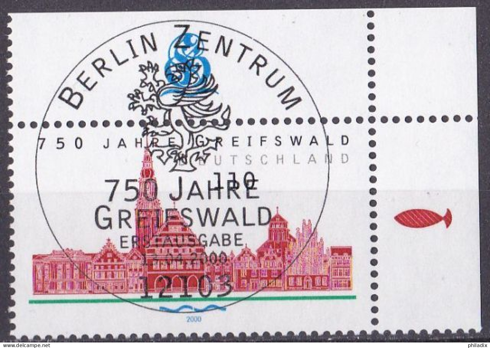 BRD 2000 Mi. Nr. 2111 O/used Eckrand Mit Ersttagstempel Vollstempel (BRD-1-3) - Gebraucht