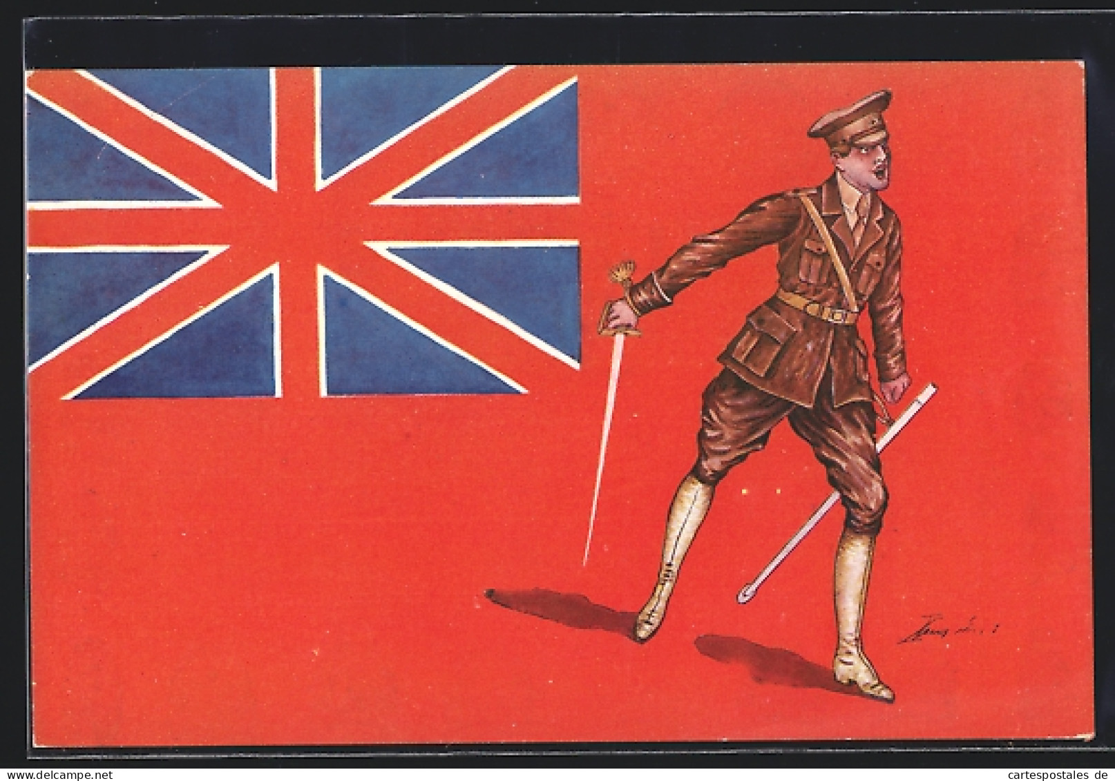 Künstler-AK Xavier Sager: Britischer Soldat Mit Flagge  - Sager, Xavier