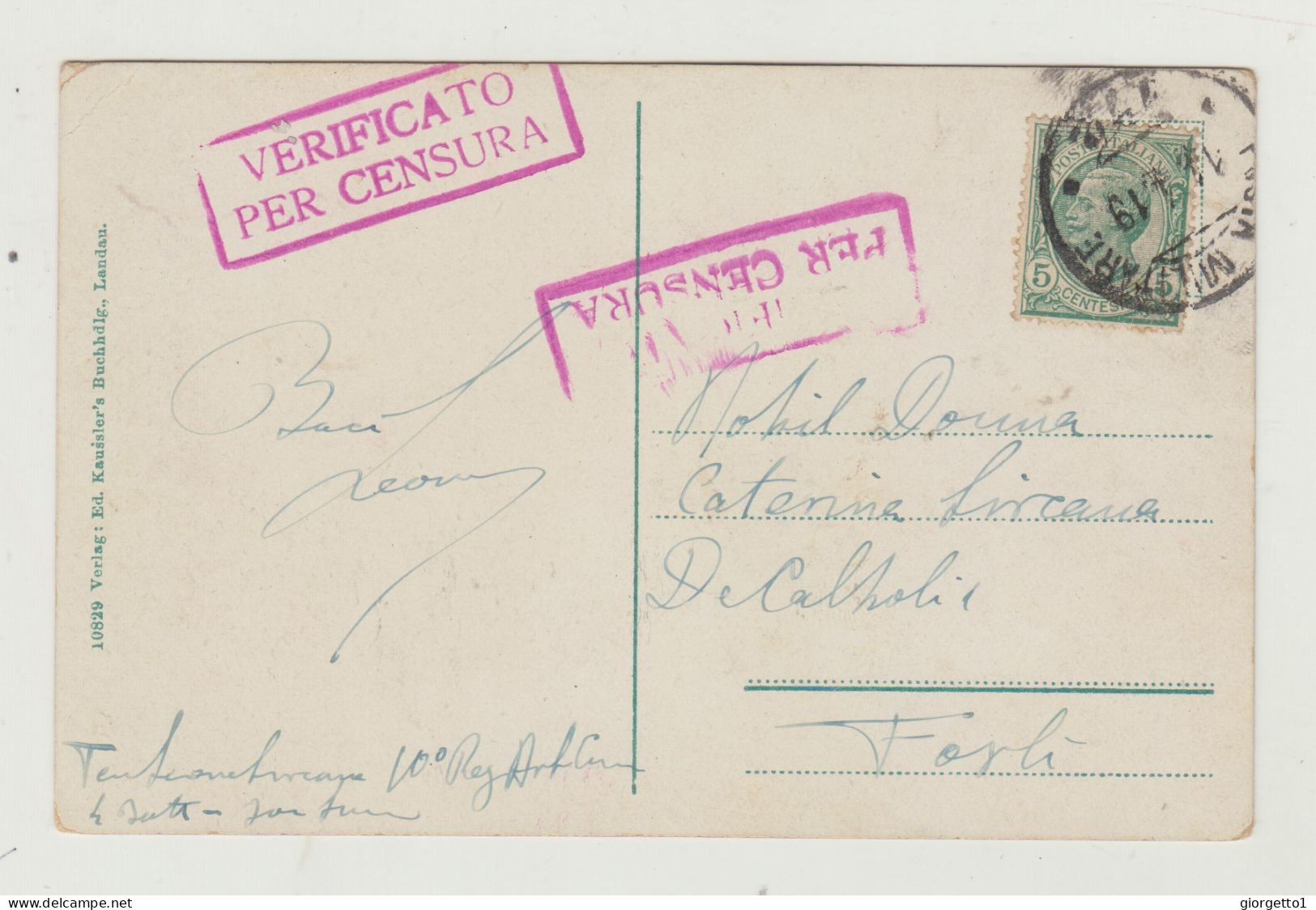 CARTOLINA ILLUSTRATA LANDAU - GERMANIA CON CENSURA DEL 1919 VERSO FORLI WW1 - Landau