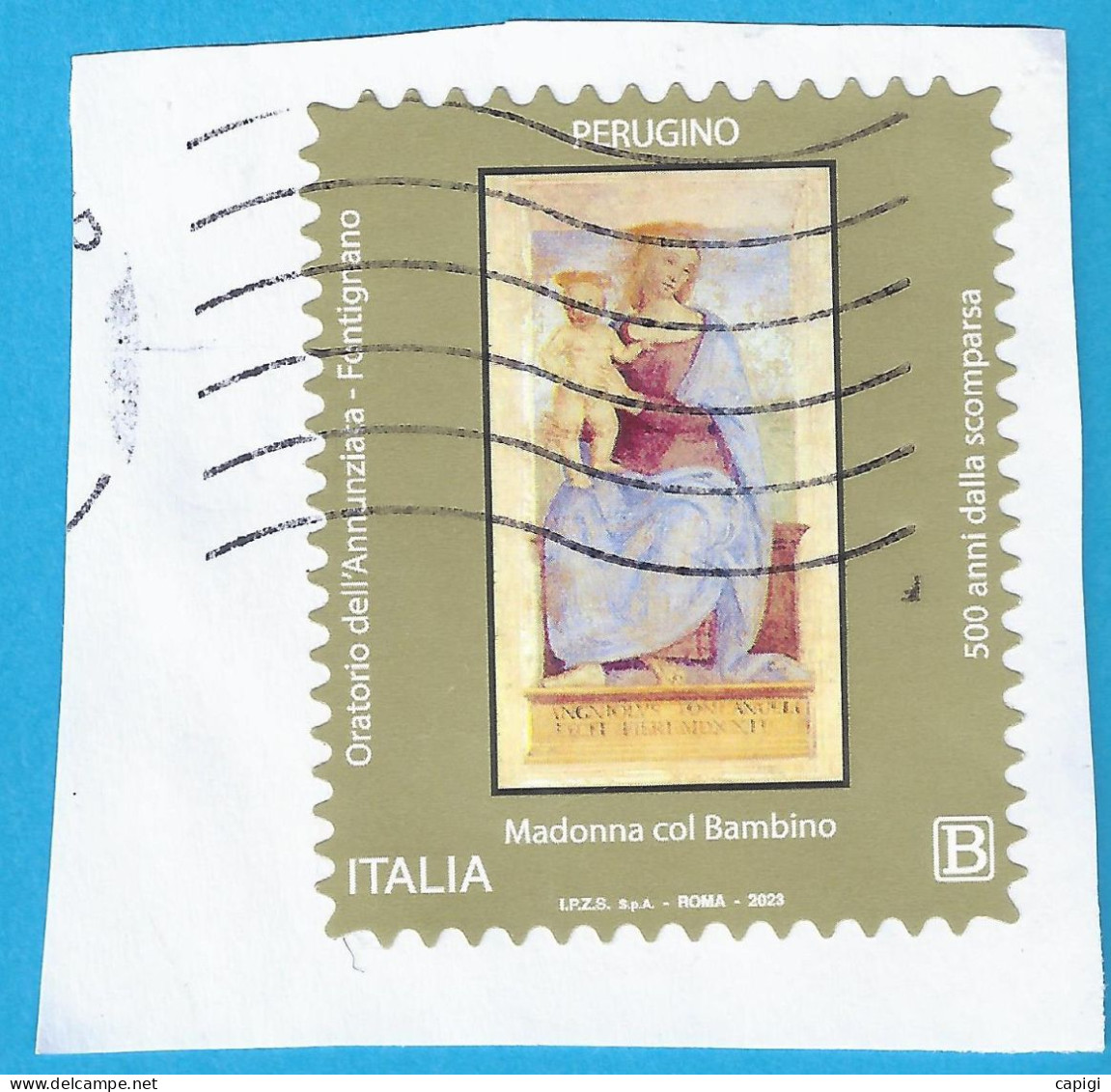 2023 - ITALIA - PERUGINO : MADONNA COL BAMBINO - USATO SU FRAMMENTO - 2021-...: Usados