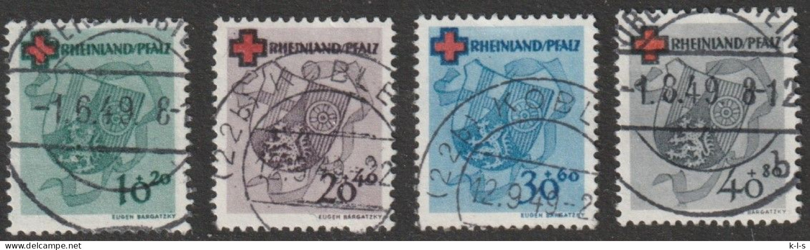 Franz. Zone- Rheinland-Pfalz: 1949, Mi. Nr. 42-45 A, Deutsches Rotes Kreuz.   Gestpl./used - Rheinland-Pfalz