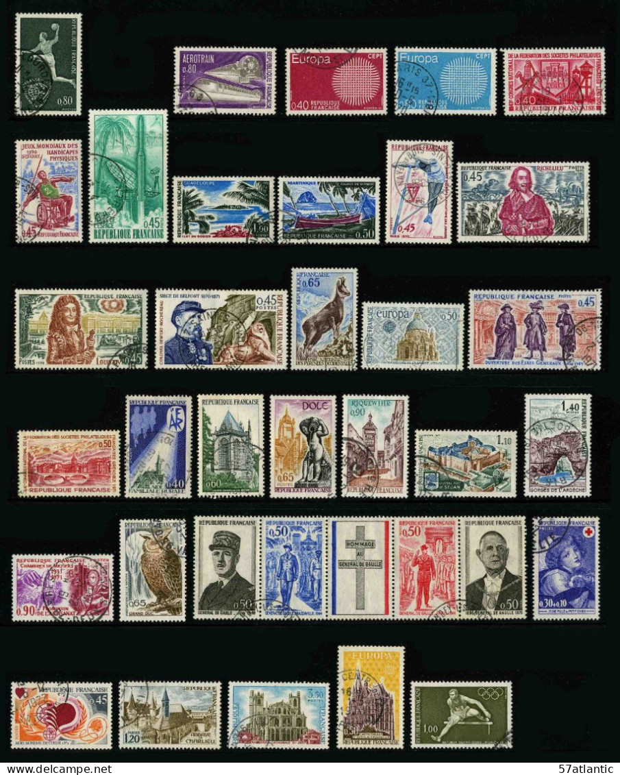 FRANCE - 1970-1972 - LOT DE 35 TIMBRES OBLITERES DIFFERENTS - Usati