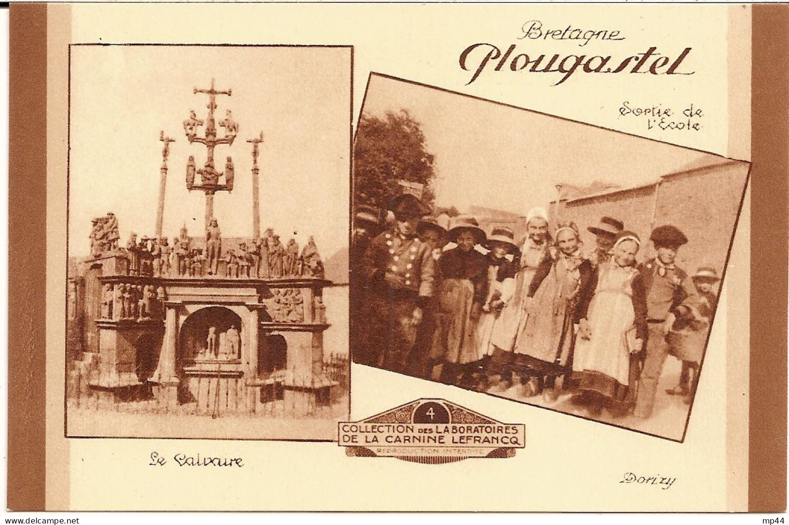 1I4 --- 29 PLOUGASTEL Sortie De L'école Le Calvaire Publicité Carnine Lefrancq - Plougastel-Daoulas