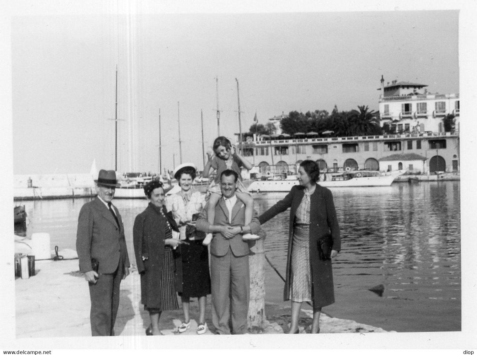Photographie Photo Vintage Snapshot Port Family St Jean Cap Ferrat - Orte