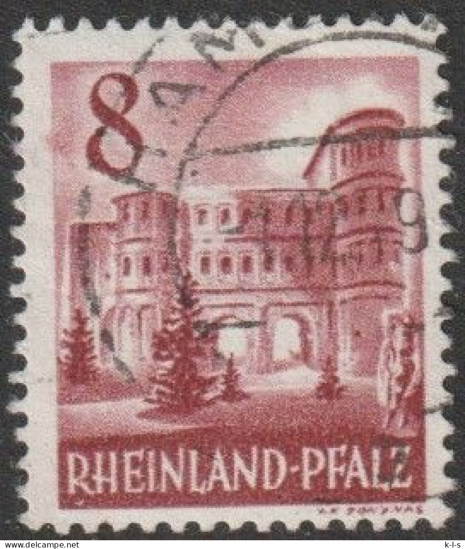 Franz. Zone- Rheinland-Pfalz: 1948, Mi. Nr. 36, Freimarke: Ansichten Aus Rheinland, 8 Pfg. Porta Nigra.  Gestpl./used - Rheinland-Pfalz
