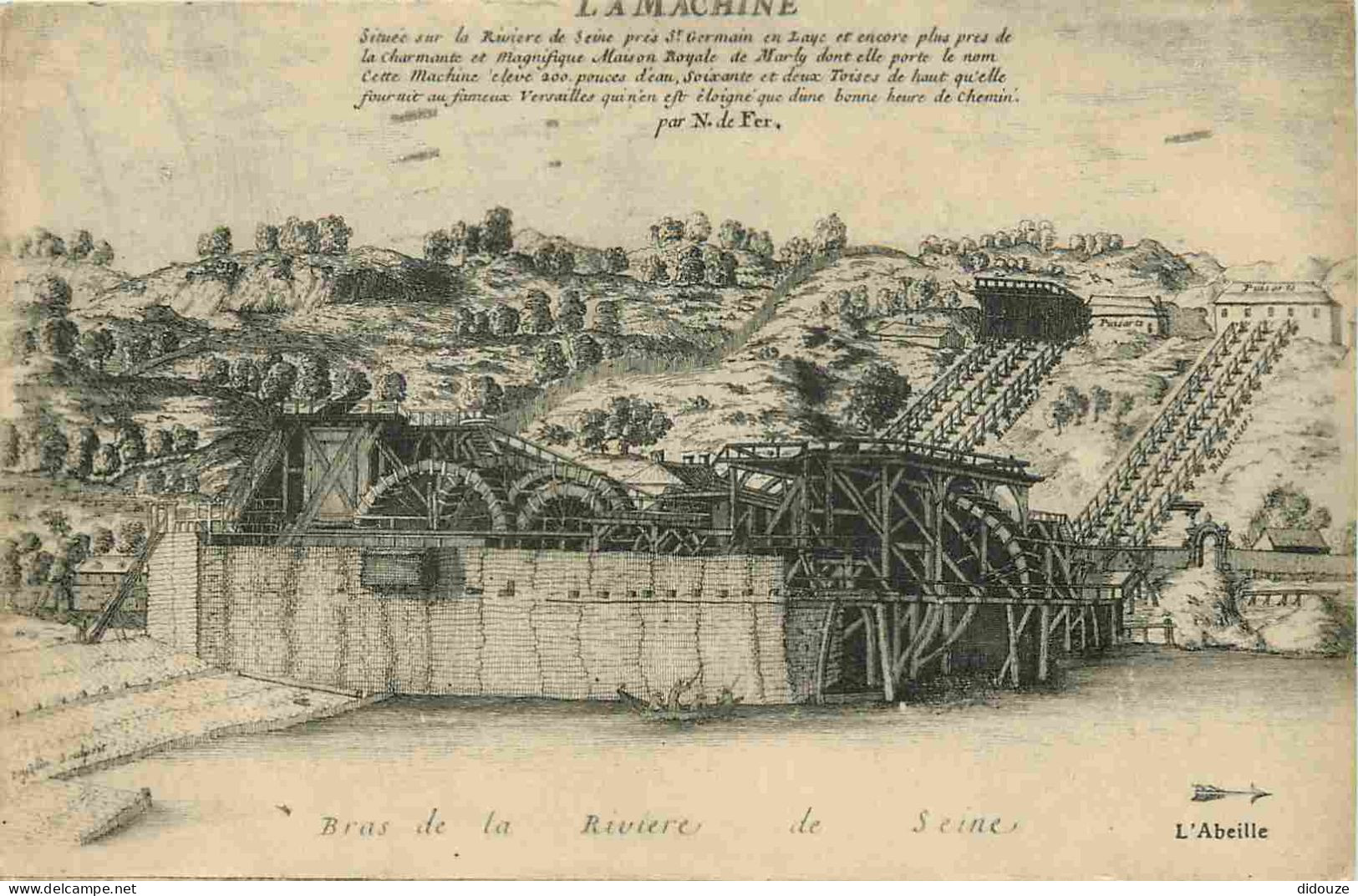 75 - Paris - La Machine - Dessin Du Système D'approvisionnement En Eau Du Château De Versailles Situé Sur La Seine - Cor - Die Seine Und Ihre Ufer