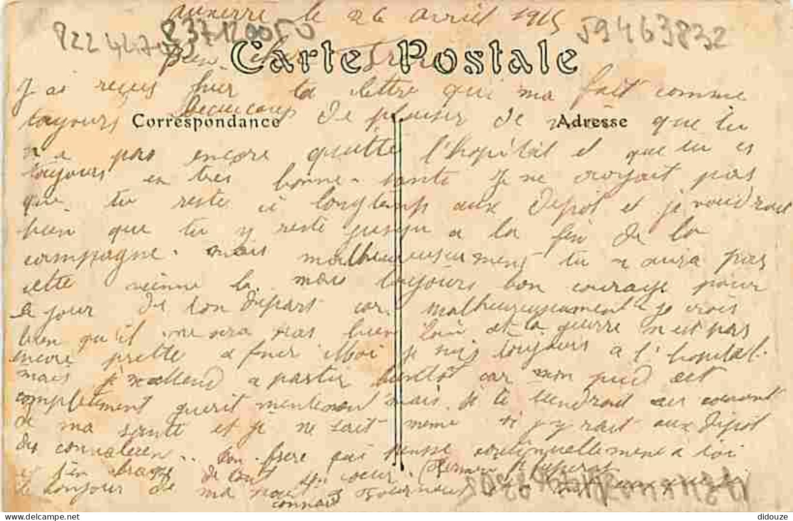 89 - Auxerre - L'Hôtel Des Postes - Correspondance - Voyagée En 1915 - CPA - Voir Scans Recto-Verso - Auxerre