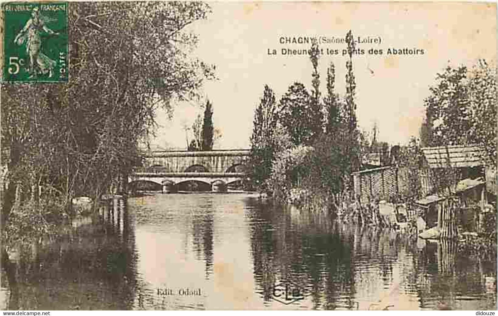 71 - Chagny - La Dheune Et Les Ponts Des Abattoirs - Oblitération Ronde De 1921 - CPA - Voir Scans Recto-Verso - Chagny