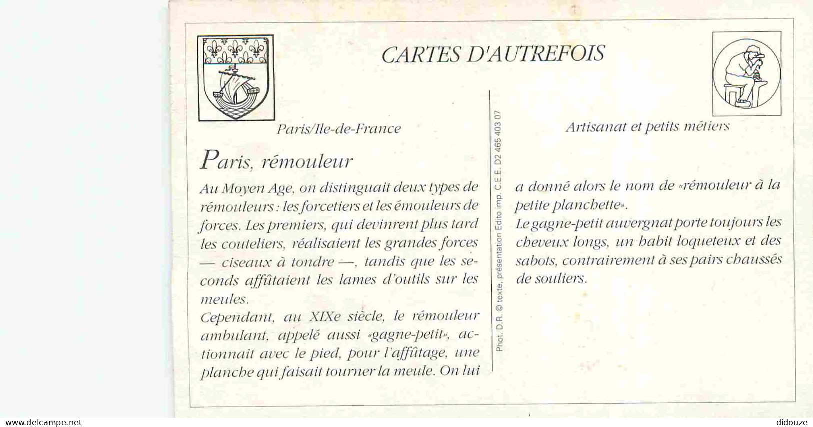 Reproduction CPA - 75 Paris - Les Petits Métiers De Paris - Le Remouleur - CPM Format CPA - Voir Scans Recto-Verso - Petits Métiers à Paris