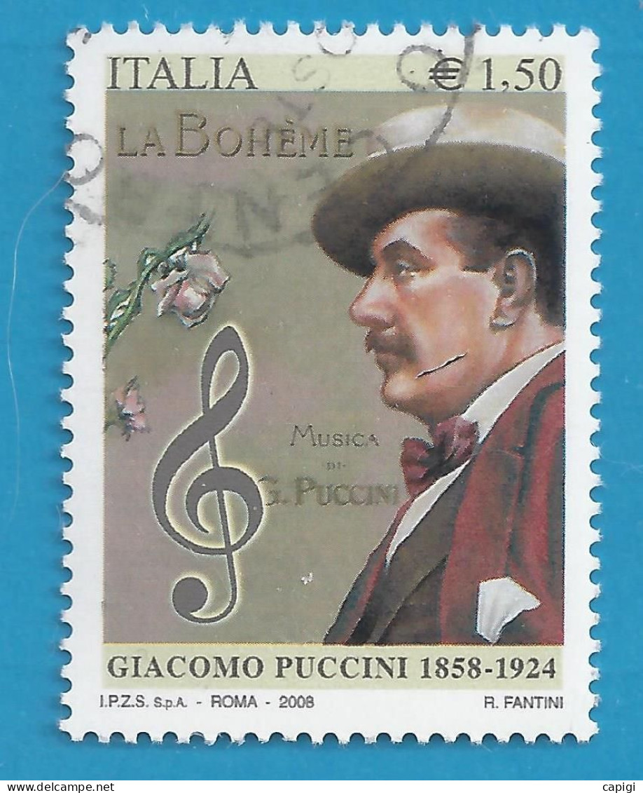 2008 - ITALIA - GIACOMO PUCCINI   - USATO SU FRAMMENTO - 2001-10: Usados