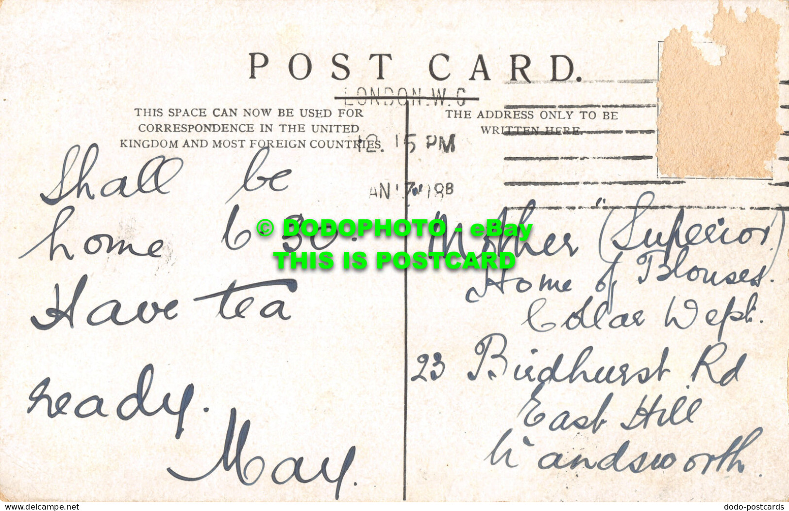 R498604 London. The Monument. Postcard. 1908 - Andere & Zonder Classificatie