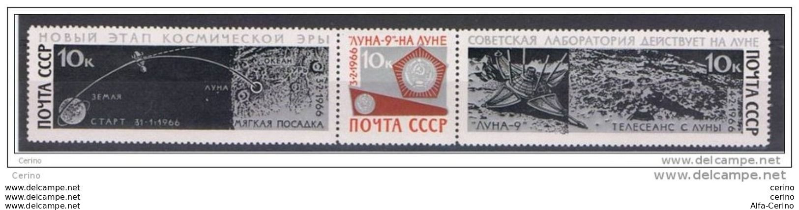 RUSSIA:  1966  LUNA  IX°  -  S. CPL. 3  VAL. N. -  YV/TELL. 3172/74 - Ongebruikt