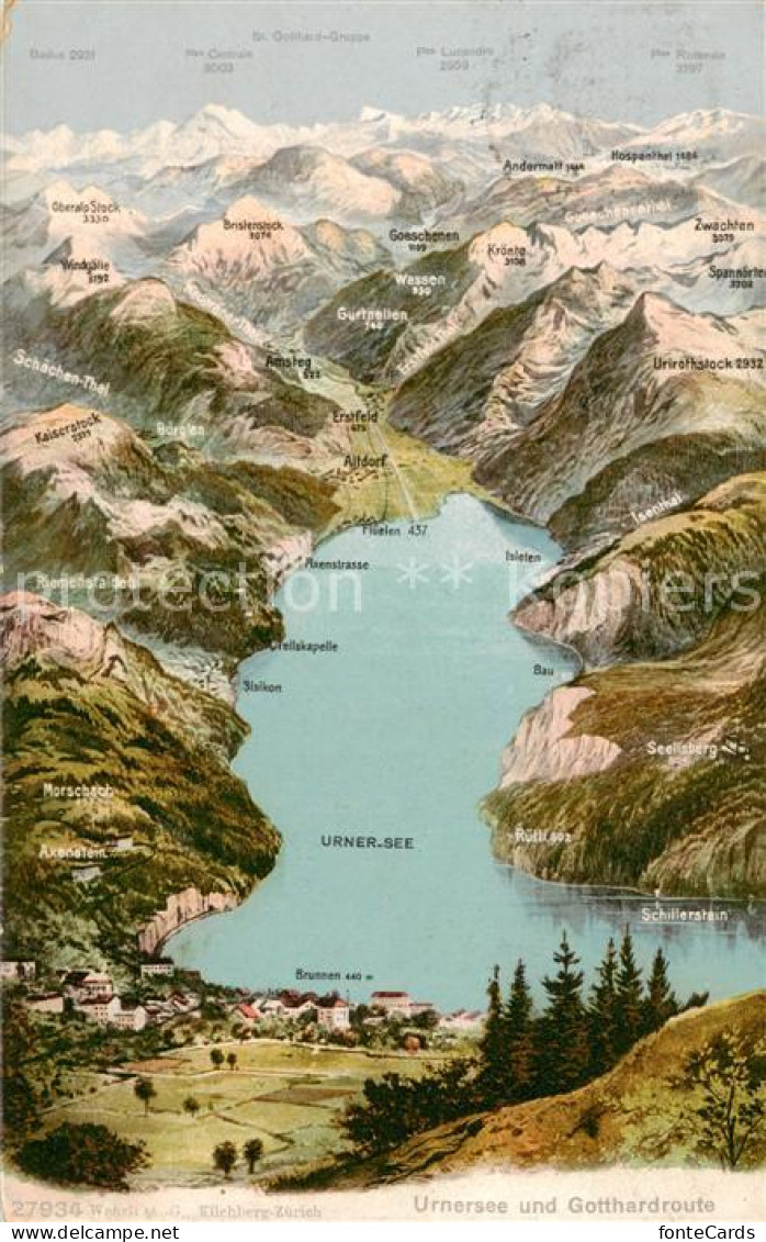 13816273 Urnersee Panoramakarte Mit Gotthardroute Urnersee - Other & Unclassified