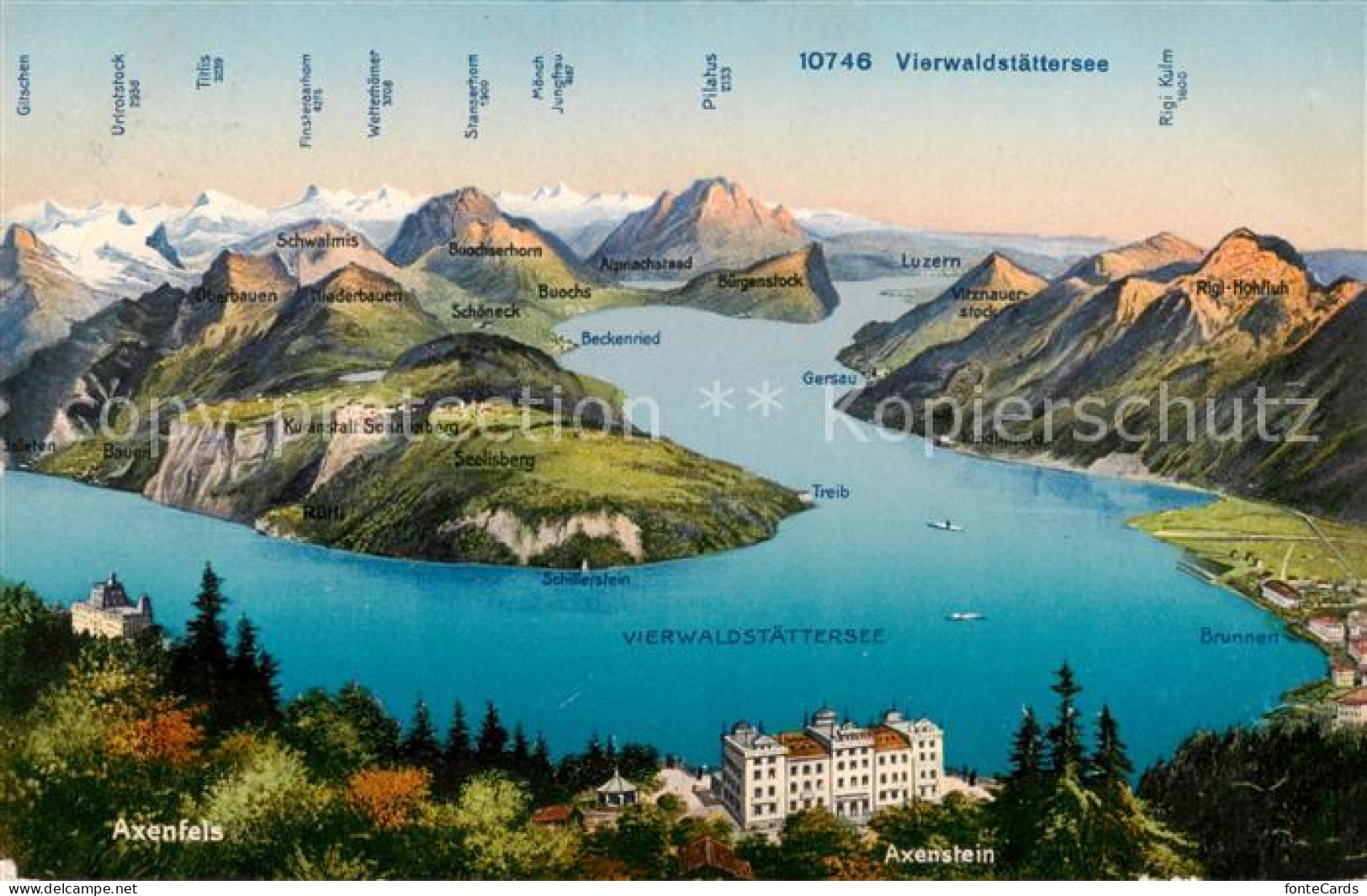 13816270 Vierwaldstaettersee Vierwaldstaedtersee SZ Panoramakarte Mit Axenfels A - Autres & Non Classés
