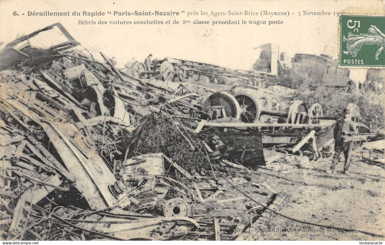 CPA 53 AGET DERAILLEMENT DU RAPIDE PARIS ST NAZAIRE DEBRIS DES VOITURES COUCHETTES ..5 NOVEMBRE 1909 - Other & Unclassified