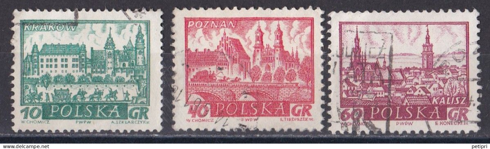 Pologne - République 1944 - 1960   Y & T N °  1053   1055  Et  1057  Oblitérés - Gebruikt