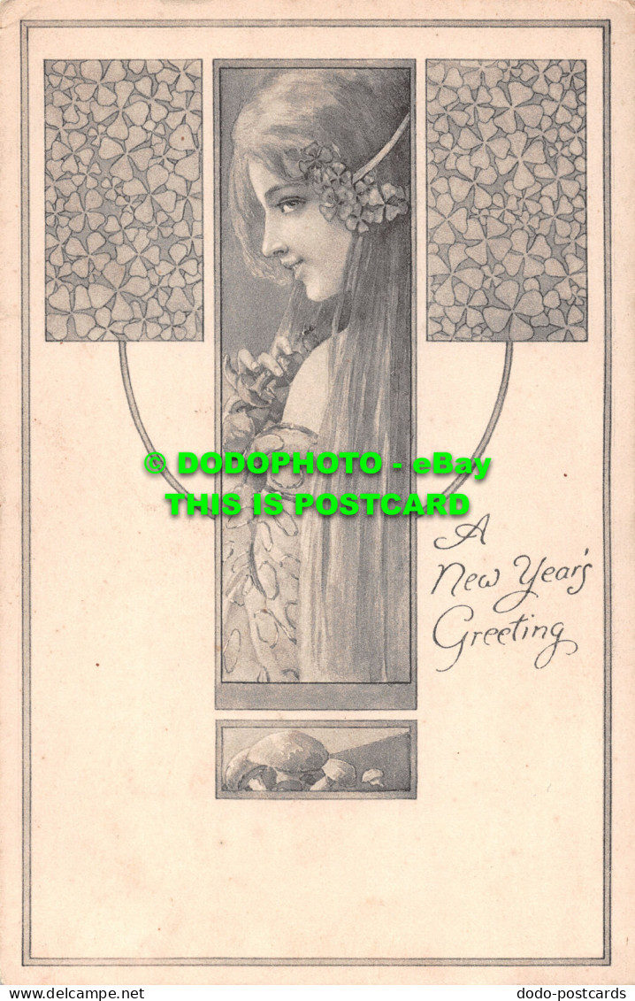 R498738 A New Year Greeting. E. P. Dutton. Ernest Nister. No. 97 - World