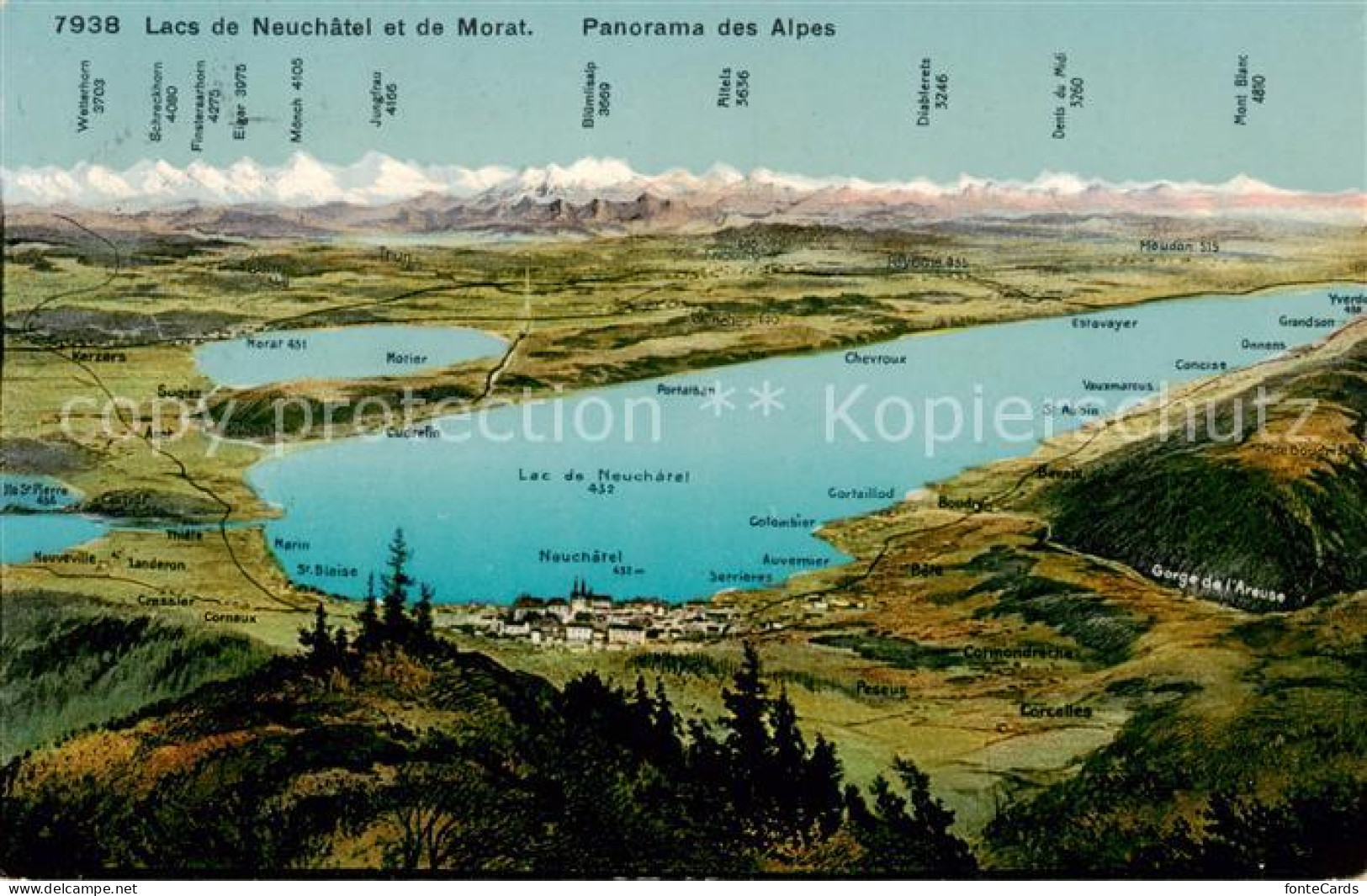 13816220 Neuchatel NE Lacs De Neuchatel Et De Morat Panorama Des Alpes Neuchatel - Andere & Zonder Classificatie