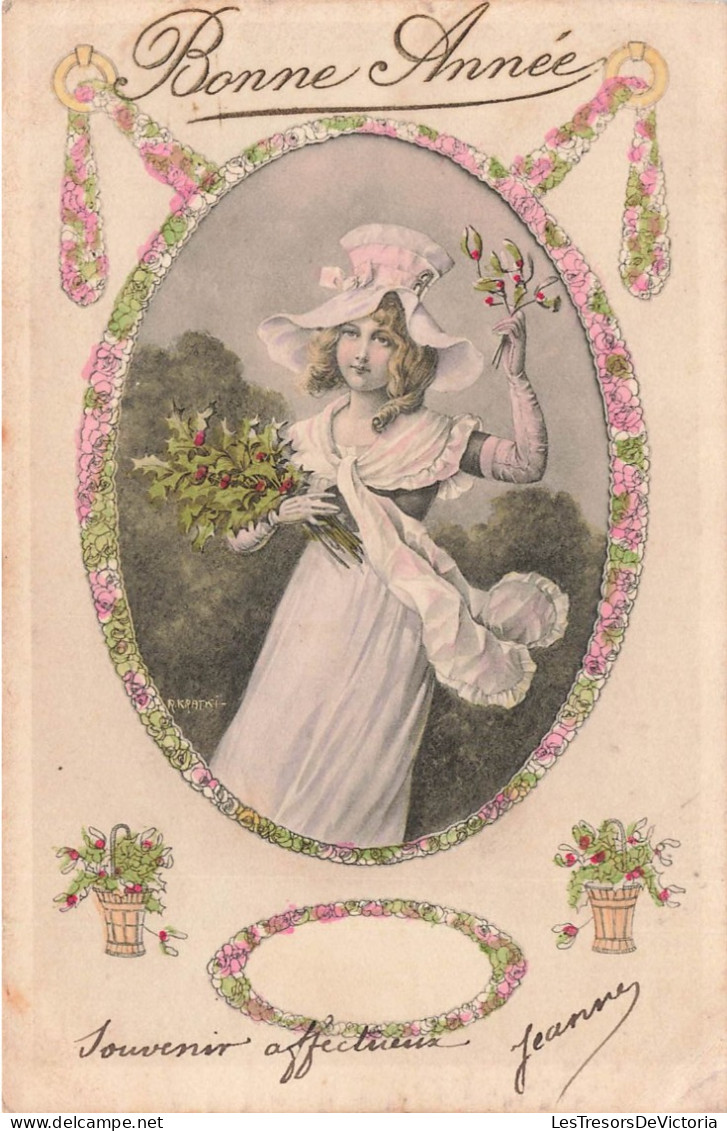 FETES - VOEUX - Nouvel An - Bonne Année - 1er Janvier 1908 - Femme - Fleurs - Carte Postale Ancienne - New Year