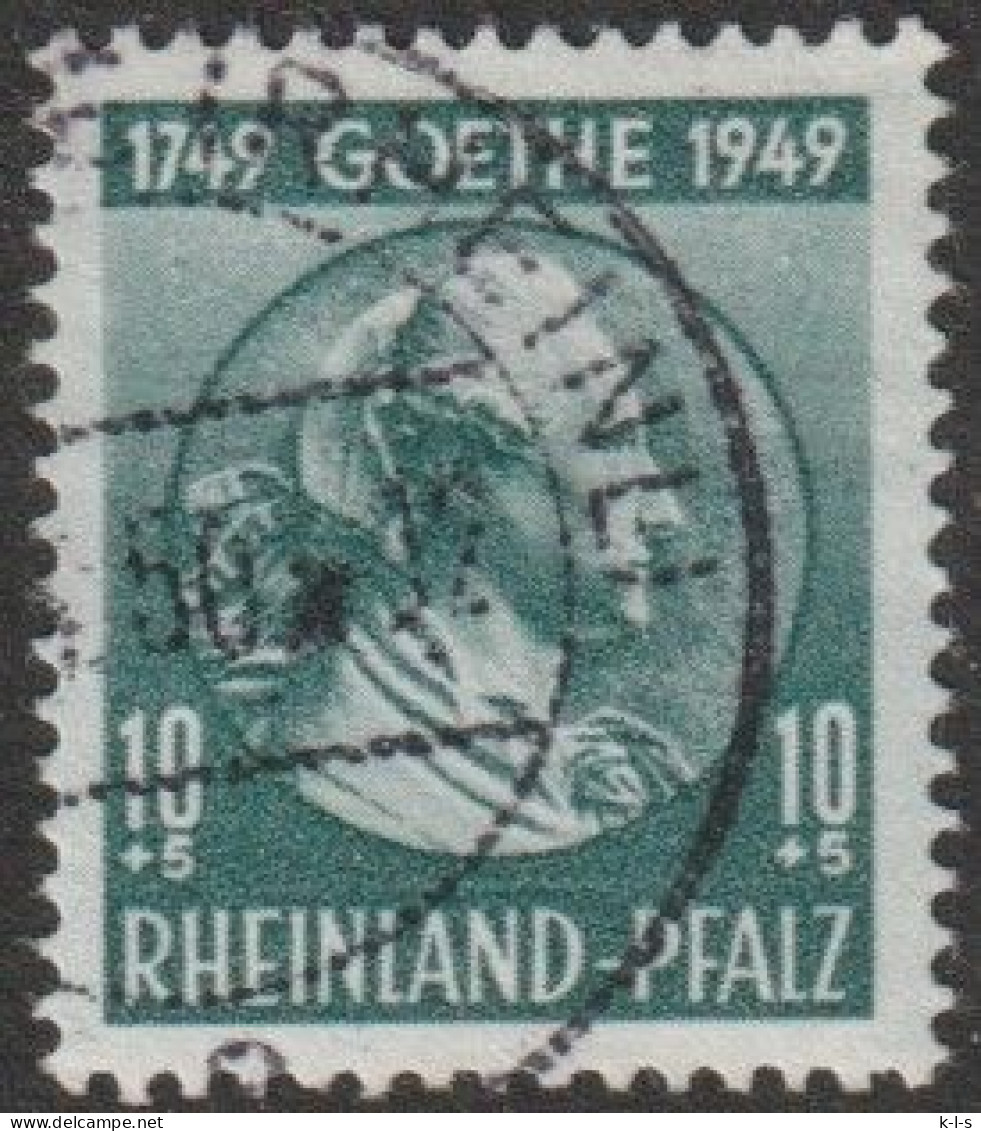 Franz. Zone- Rheinland-Pfalz: 1949, Mi. Nr. 46, 200. Geburtstag Von Goethe, 10+5 Pfg. Johann P. Melchior. Gestpl./used - Rhénanie-Palatinat