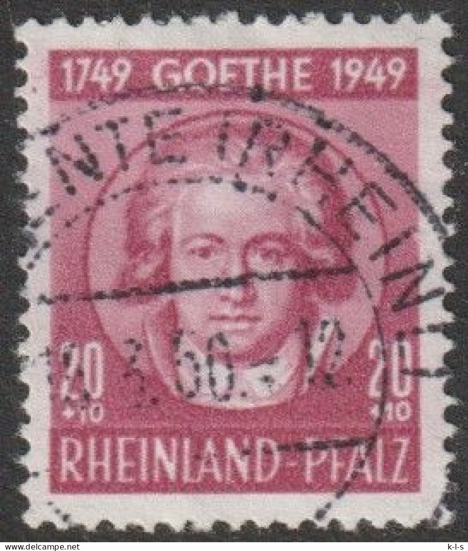 Franz. Zone- Rheinland-Pfalz: 1949, Mi. Nr. 47, 200. Geburtstag Von Goethe, 20+10 Pfg. Johann H. Lips. Gestpl./used - Renania-Palatinato