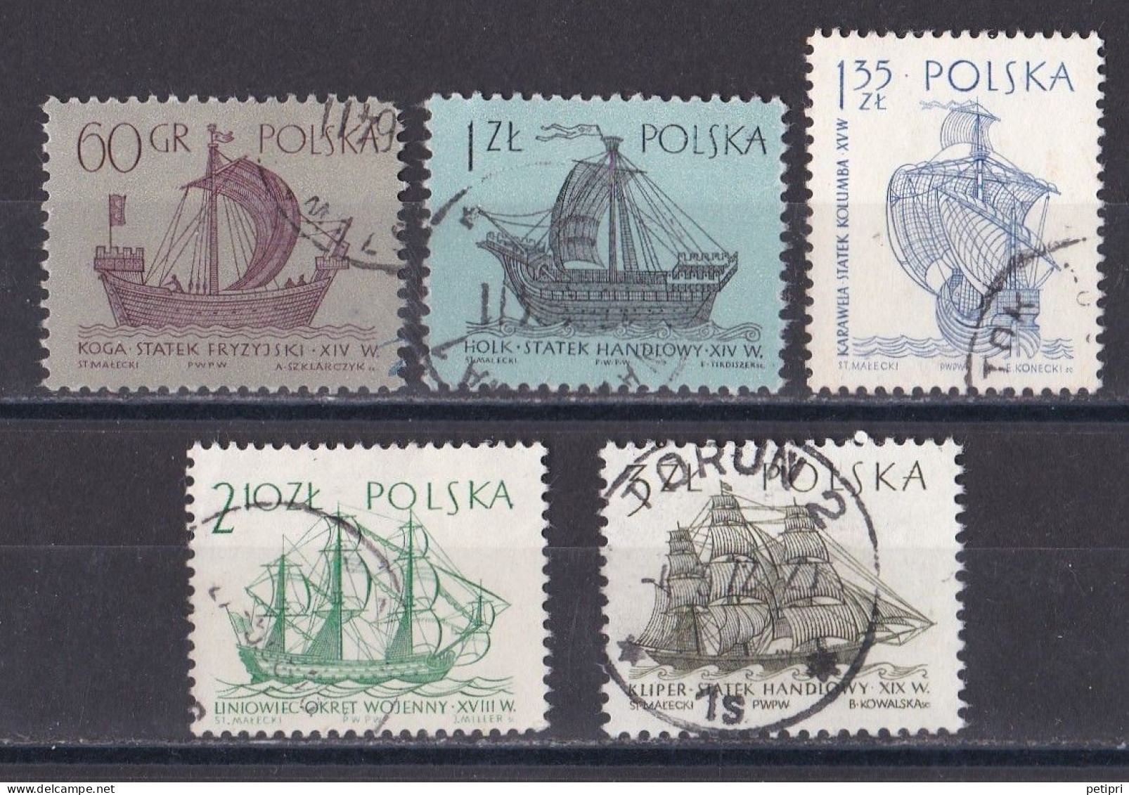 Pologne - République 1961 - 1970   Y & T N °  1246   1247  1249  1253  Et  1255  Oblitérés - Gebraucht