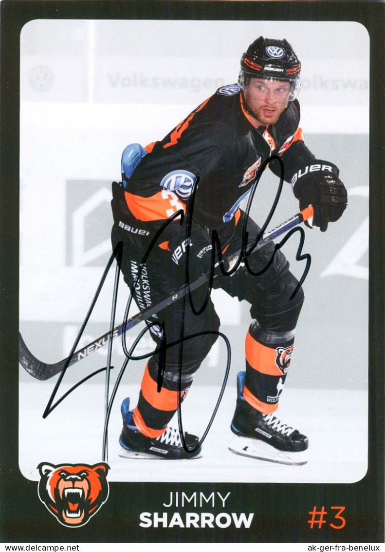 Autogramm Eishockey AK Jimmy Sharrow Grizzlys Wolfsburg 17-18 Adams EHC Eisbären Berlin Heilbronn Heilbronner Falken USA - Sport Invernali