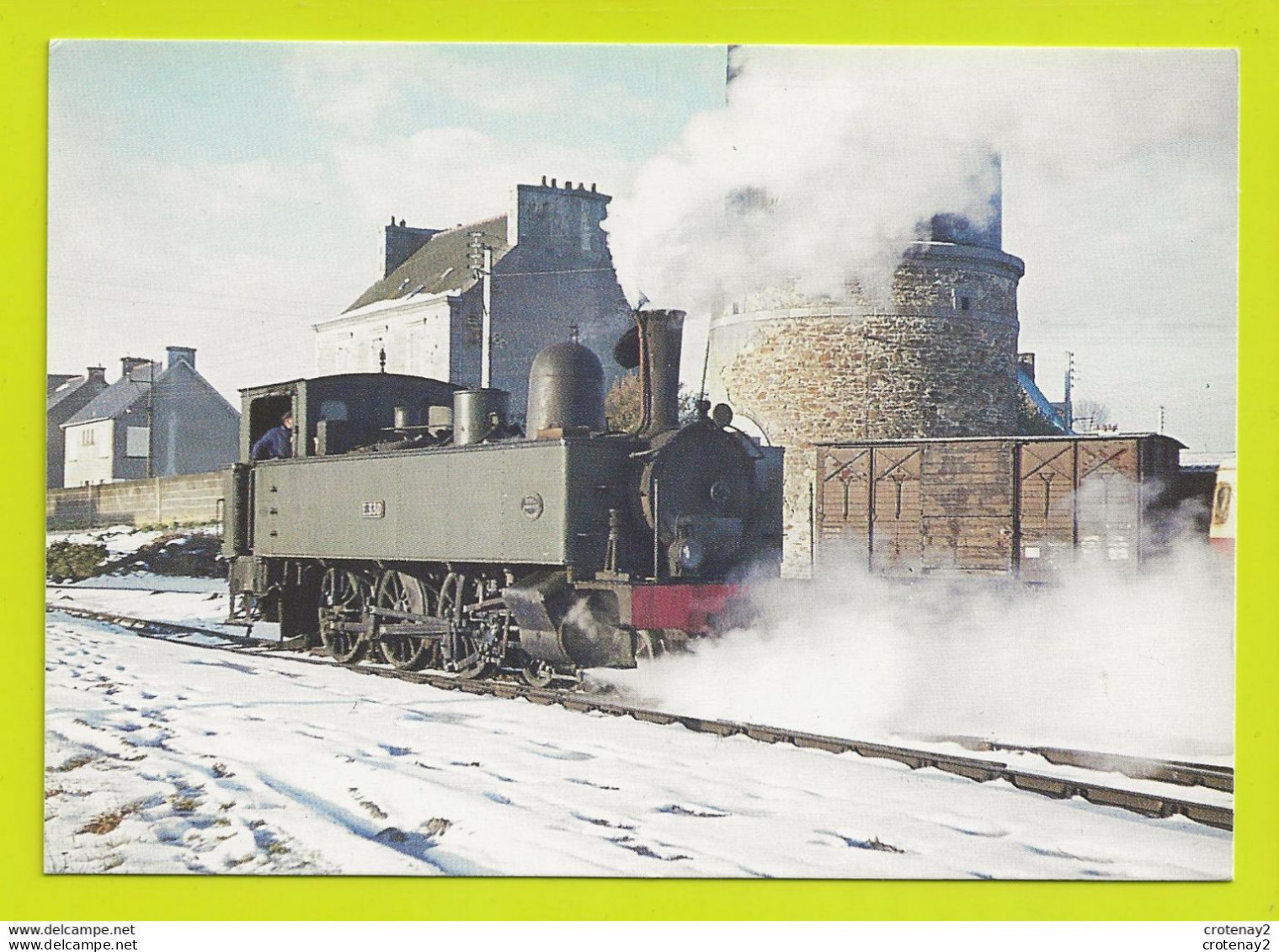 29 CARHAIX TRAIN Locomotive à Vapeur Au Dépôt En Janvier 1963 VOIR DOS - Carhaix-Plouguer