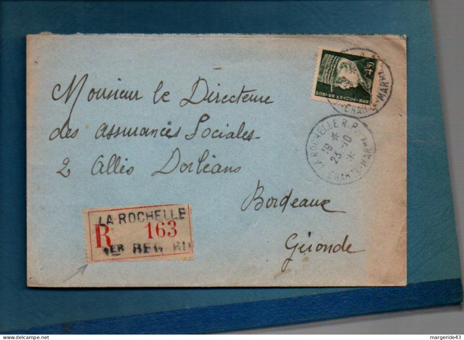 PETAIN SUR LETTRE RECOMMANDEE DE LA ROCHELLE 1943 - 1921-1960: Periodo Moderno