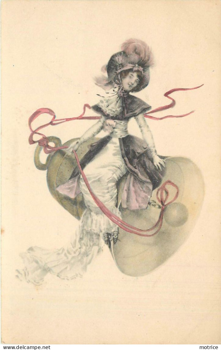 Carte Style Vienne., Femme Et Cloche (Pâques) - Frauen