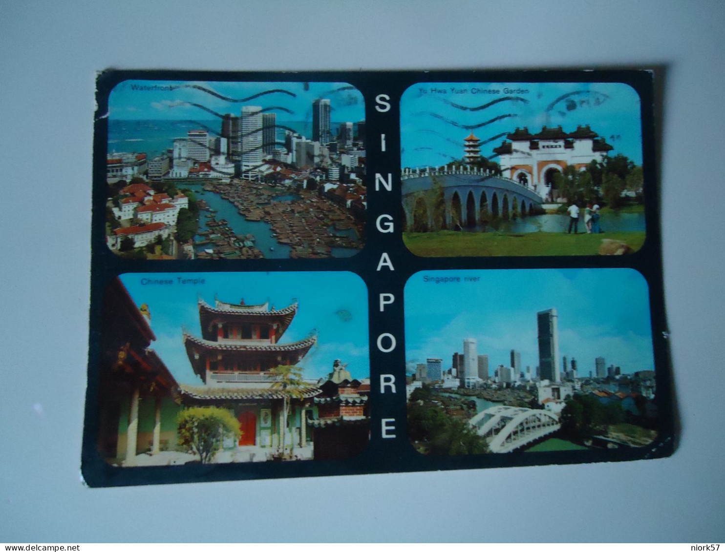 SINGAPORE POSTCARDS  PANORAMA PAIR STAMPS SHIPS      FOR MORE PURCHASES 10% DISCOUNT - Singapore