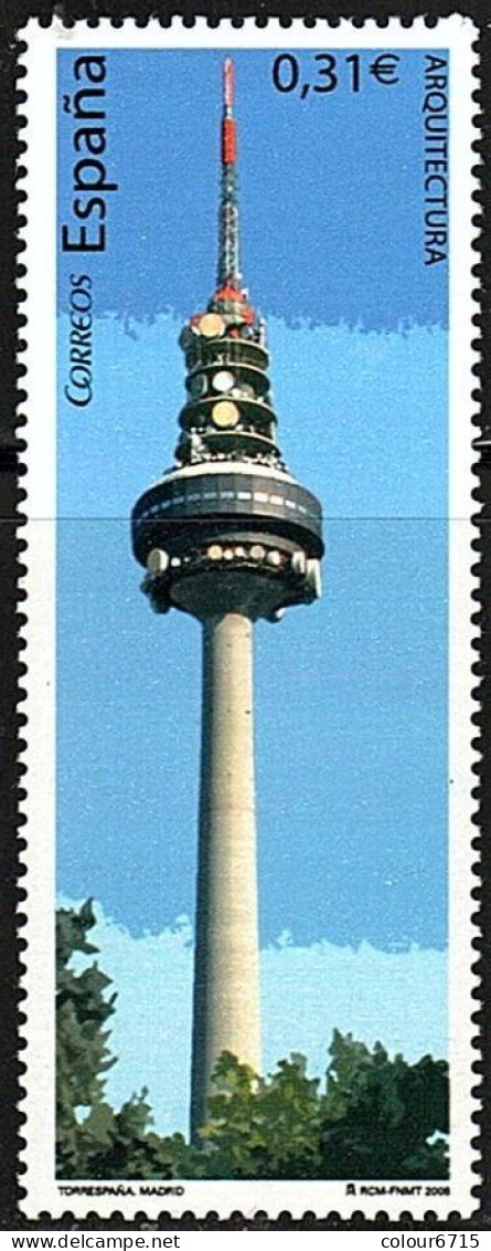 Spain 2008 Spanish Architecture — Torre Comunicaciones De Torrespaña Madrid Piruli Stamp 1v MNH - Ungebraucht