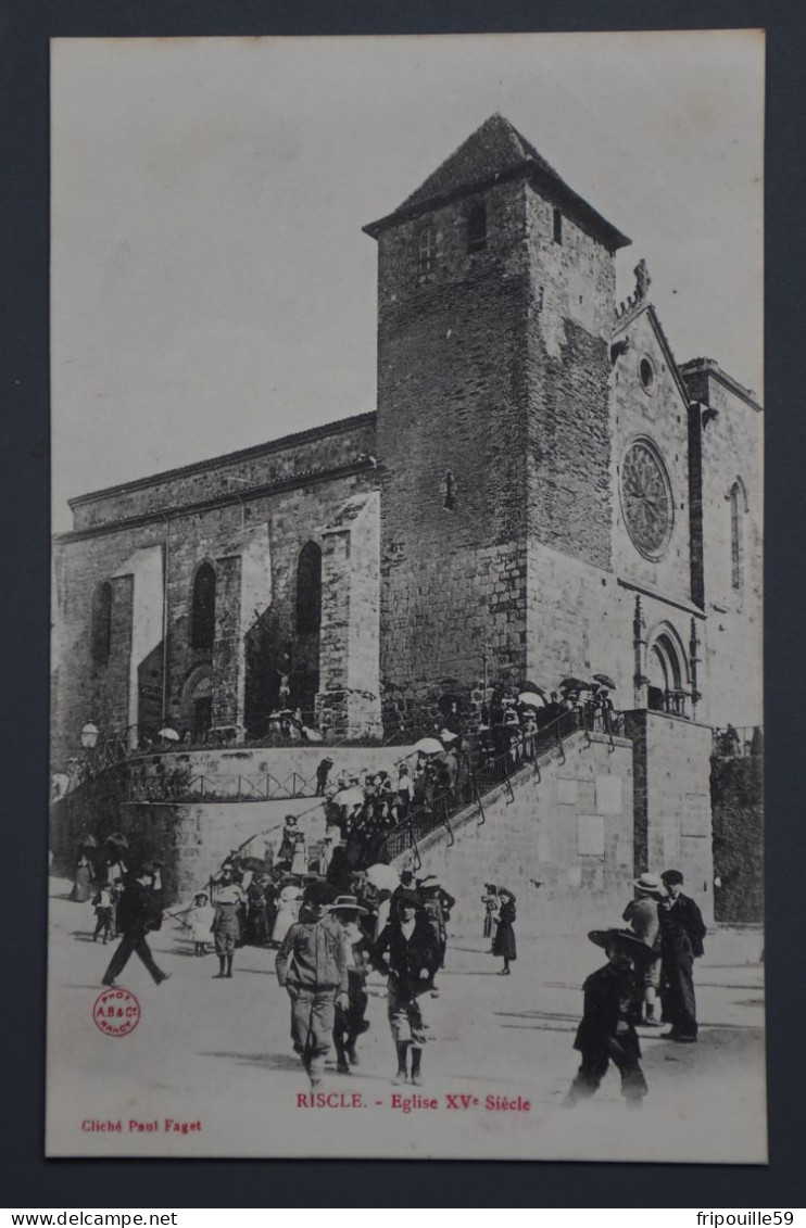 Riscle - Eglise XVè Siècle (sortie De Messe) - Cliché Paul Faget - 1900! - - Mirande