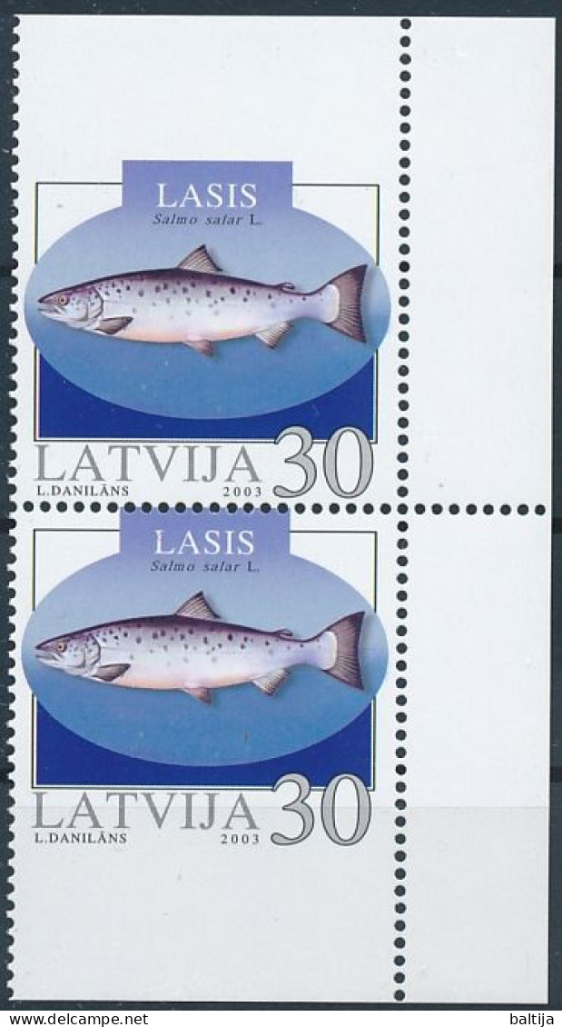 Mi 595 Do/Du ** MNH / Fish, Atlantic Salmon, Salmo Salar - Lettonie