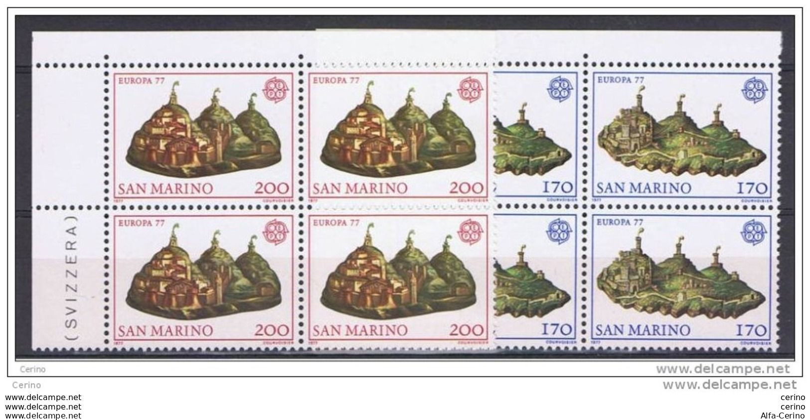 SAN  MARINO:  1977  EUROPA  -  S. CPL. 2  VAL. BL. 4  N. -  SASS. 978/79 - 1977