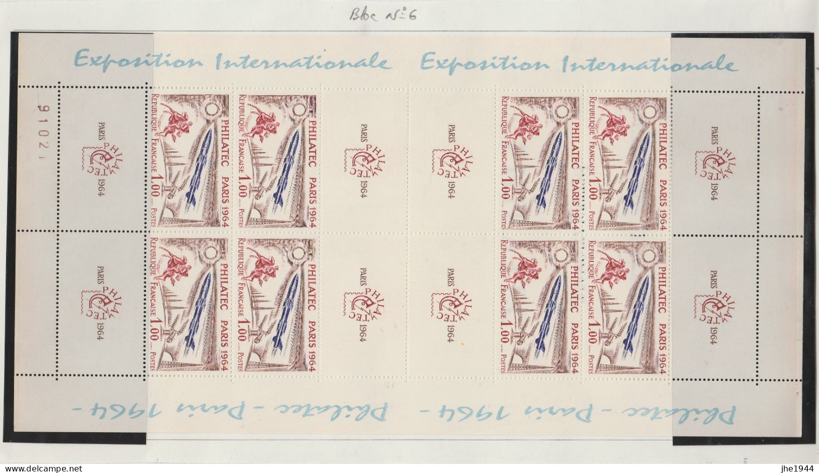 France Bloc N° 6 ** Expo Intern. Philatec 1964 - Neufs